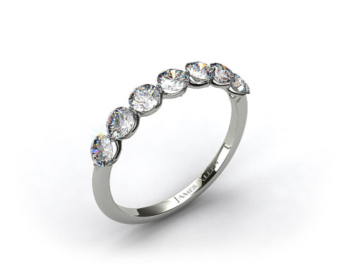 18k White Gold Scalloped Share Prong Wedding Ring